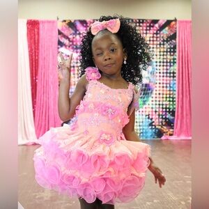 Coral & Pink Cupcake Pageant Dress 5t with matching bow